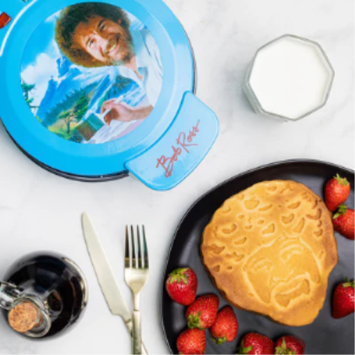 Toaster and Waffle Maker – Bob Ross Happy Little Waffles Non-Stick Artist Series Appliance UNCANNY BRANDS