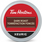 A precise hero shot of the Tim Hortons Dark Roast K-Cup against a pure white background.