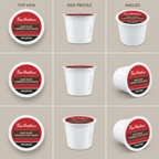 A visual comparison matrix grid for the same Tim Hortons Dark Roast K-Cup product shown from multiple angles.