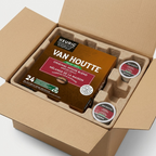 Safe unboxing of Van Houtte Original House Decaf 24ct within a protective shipping insert.
