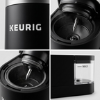 Macro detail shot focusing on the texture, Keurig logo, and Multistream Technology piercing needle.