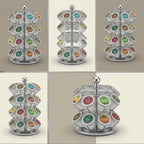 Multi-view matrix of the chrome Keurig K-Cup carousel, displaying different useful angles and loading options.