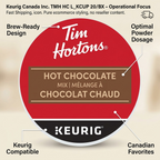 Operational details of the Tim Hortons hot chocolate K-Cup with features highlighted.