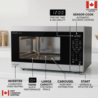 A point-by-point operational feature callout graphic for the SHARP SMC1664KSC microwave oven for the Canadian market.