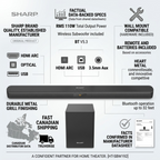 SHARP HT-SBW192 2.1ch Sound Bar Trust & Authority Infographic with factual spec cues.
