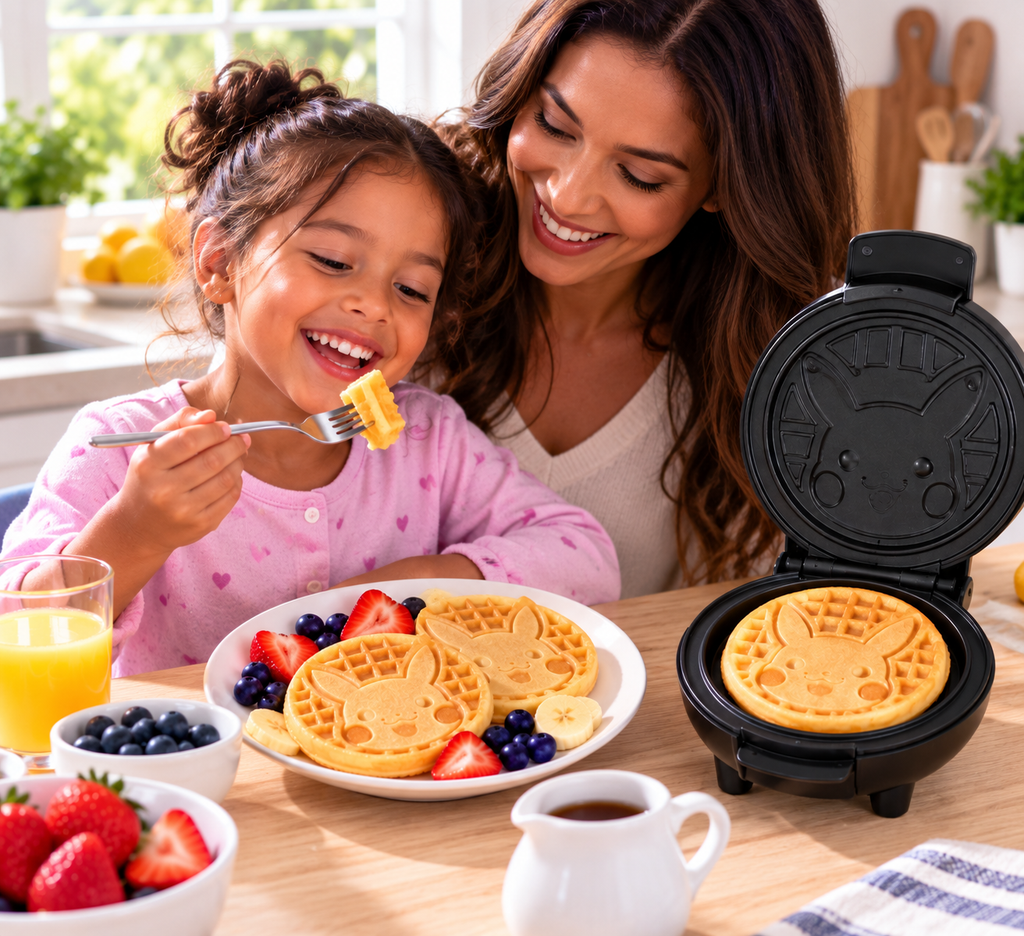 Pokemon Mini Waffle Maker – Pikachu 4-Inch Non-Stick Waffle Baker UNCANNY BRANDS