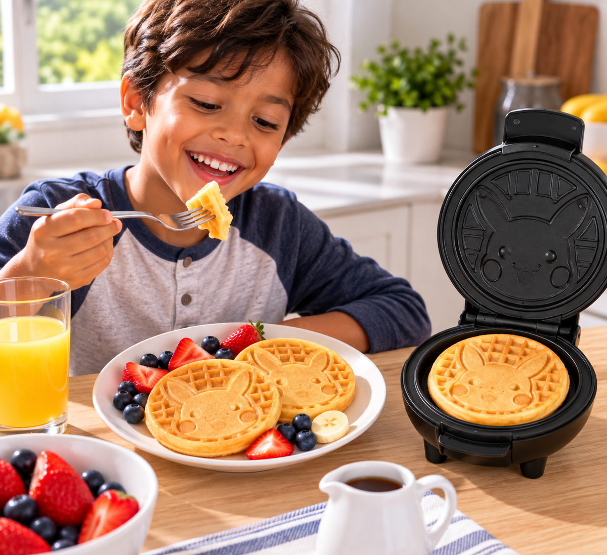 Pokemon Mini Waffle Maker – Pikachu 4-Inch Non-Stick Waffle Baker UNCANNY BRANDS