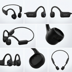 A 3x2 matrix of images displaying the Sharp HP-BC55 bone conduction earphones from various clean angles.