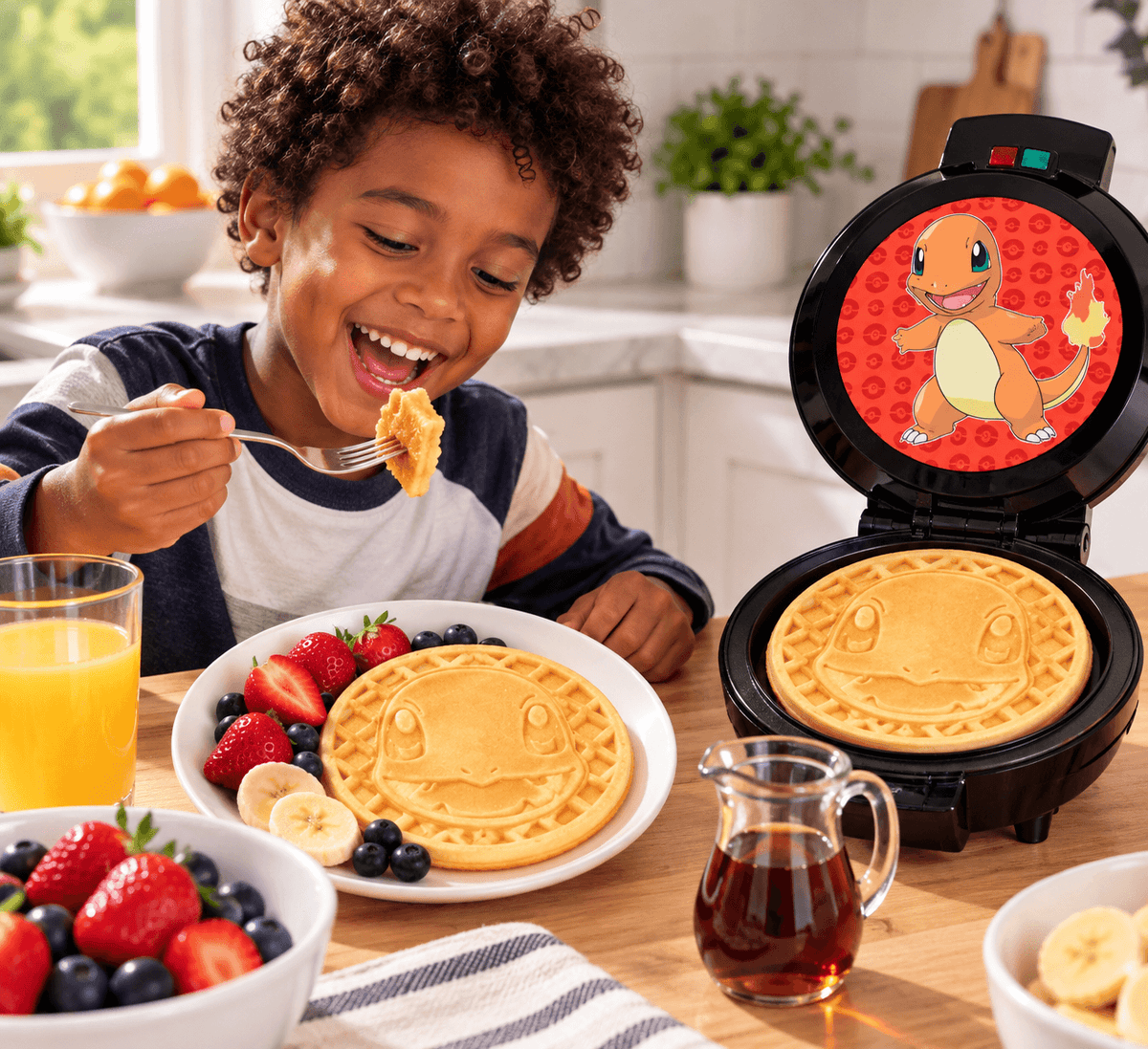 Pokemon Waffle Maker – Charmander 7-Inch Non-Stick Waffle Iron UNCANNY BRANDS
