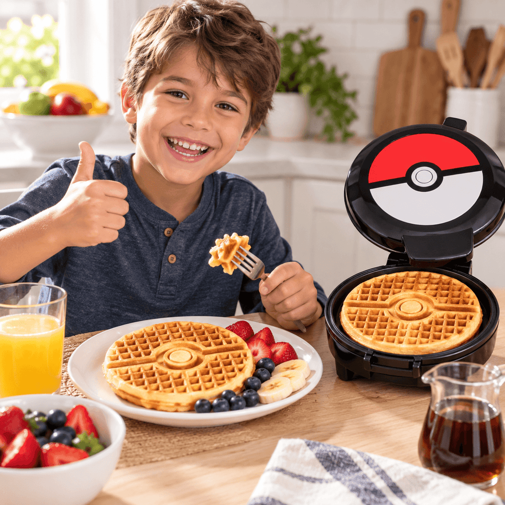 Pokemon Waffle Maker – Poké Ball Non-Stick Electric Waffle Iron UNCANNY BRANDS